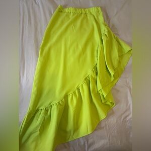 Lime Green Ruffled Women's Skirt